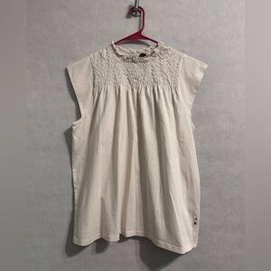 Boss Cream Smocked Blouse size large cap sleeve basic for everyday wear